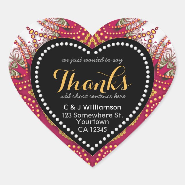 Adesivo Coração Tapeçaria Obrigados de quadro branco vermelho Cora (Frente)