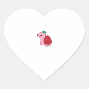 Adesivo Coração Tartaruga de morango cor-de-rosa-branca Clássica T