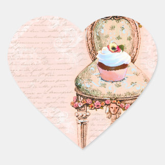 Adesivo Coração Tea Party Cupcake vitoriano francês Design