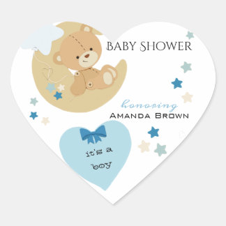 Adesivo Coração Teddy Bear Love Baby Boy Chá |