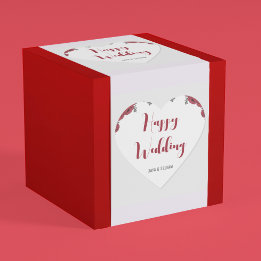 Adesivo Coração Tema de Casamento Floral da rosa vermelha