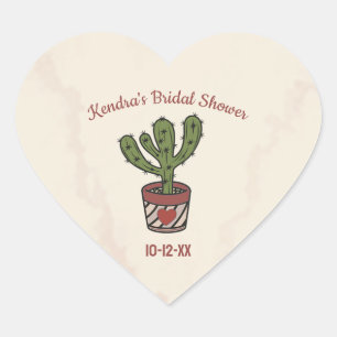 Adesivo Coração Tema de Festa Bridal Shower Cacto Personalizado