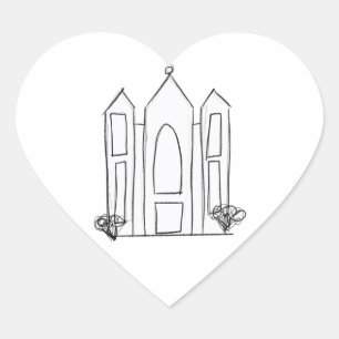 Adesivo Coração Templo Mórmon de Salt Lake City simples moderno