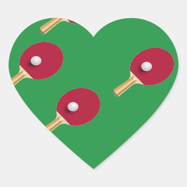 Adesivo Coração tênis de mesa de  e esfera em verde (Frente)