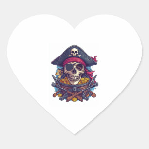 Adesivo Coração Tesouro do Crânio Pirata
