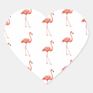 Adesivo Coração Teste padrão simples do flamingo cor-de-rosa