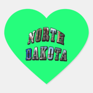Adesivo Coração Texto de Imagem de Dakota do Norte