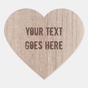 Adesivo Coração Texto em relevo Conselho de madeira castanha