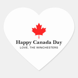 Adesivo Coração Texto personalizado do Dia do Canadá Feliz com fol