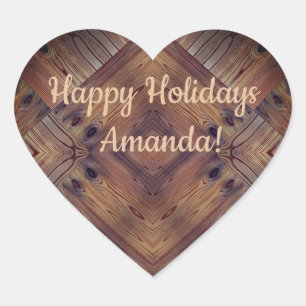 Adesivo Coração Textura de madeira de madeira árvore marrom natura