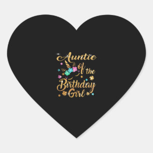 Adesivo Coração Tia da Garota de Aniversário do Unicórnio T-Shirt