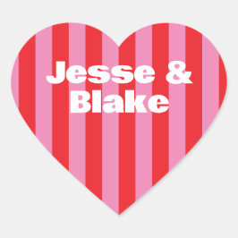 Adesivo Coração Tipografia a negrito, Casamento rosa e vermelho