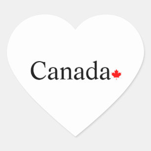 Adesivo Coração Tipografia canadiana com folha de bordo vermelha