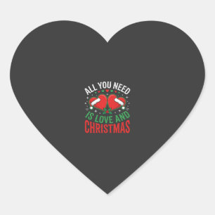 Adesivo Coração Tipografia de Chapéu de Papai Noel Amor de Natal