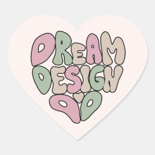 Adesivo Coração Tipografia de Letra de Mão do Dream Design