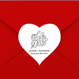 Adesivo Coração Tipografia Elegante Convite de Casamento Personali