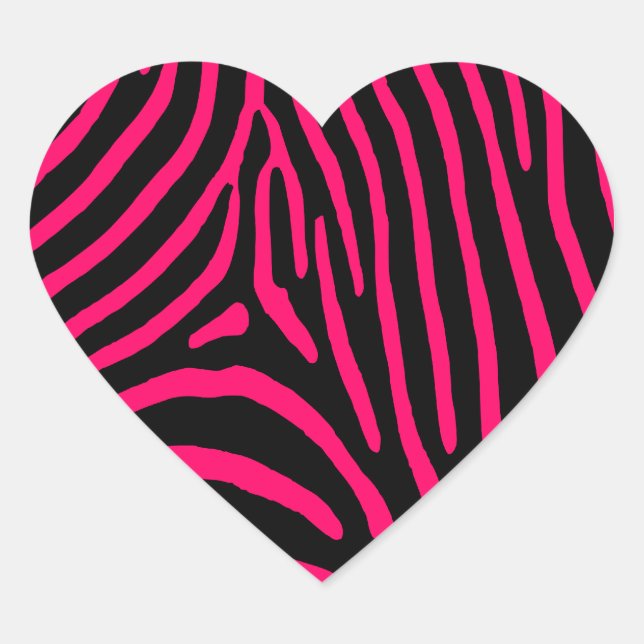 Adesivo Coração Tiras de Zebra Rosa Quente (Frente)