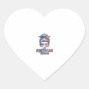 Adesivo Coração Toda Nana Patriótica Americana Design de Coqueiro 