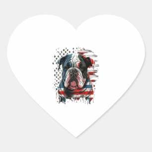 Adesivo Coração TODOS OS AMERICANOS DOG amam buldogue inglês