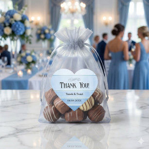 Adesivo Coração Tom de Tom Azul Listrado Casamento Obrigado