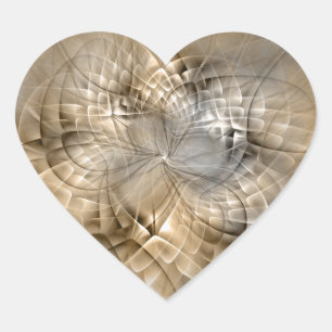 Adesivo Coração Tons da Terra Textura de Arte Fractal Moderna Abst