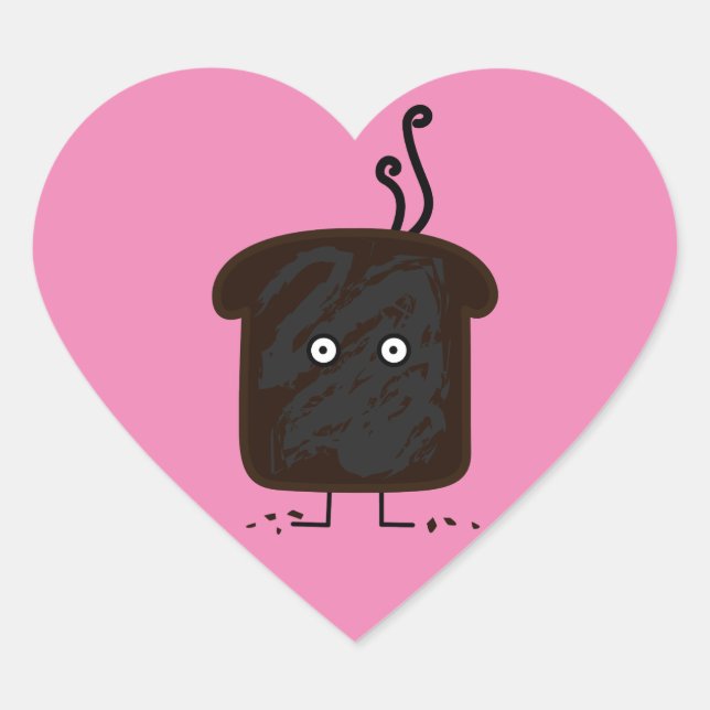 Adesivo Coração Torrada queimada fumaça migalhas cinzas pão pão (Frente)