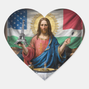 Adesivo Coração trabalho de arte surreal representando Jesus do Úl