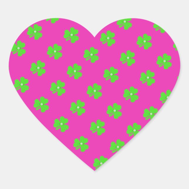 Adesivo Coração Trevo verde claro para Rua. Dia de Patrick (Frente)