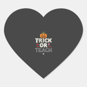 Adesivo Coração Trick or Teach Design de Professor de Halloween (2