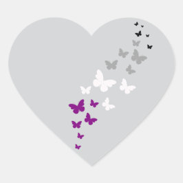 Adesivo Coração Trilha de Borboleta do Orgulho Asexual