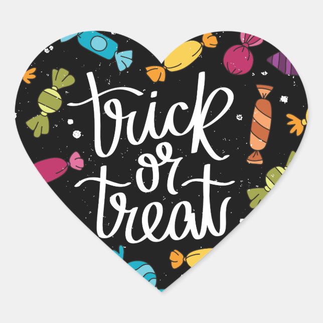 Adesivo Coração Truque Ou Tratamento De Doces Halloween (Frente)