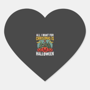 Adesivo Coração Tudo o que Quero no Natal é o Design de Halloween