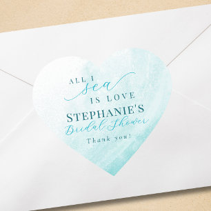 Adesivo Coração Tudo o que Vejo é Amor Banho de Chá de Noiva Praia