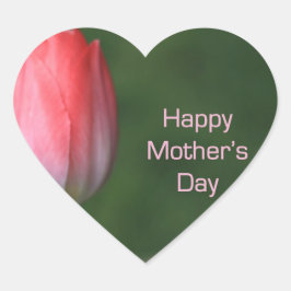 Adesivo Coração tulipa vermelha, dia de as mães feliz