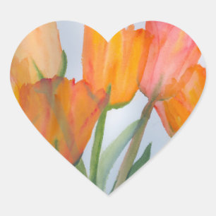 Adesivo Coração Tulipas alaranjadas do citrino