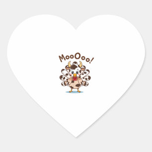 Adesivo Coração Turquia Moo Vaca Figurino Bonito Graças Engraçado