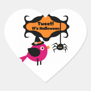 Adesivo Coração Tweet Halloween T-shirts e presentes