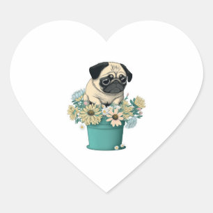 Adesivo Coração Um Pug Gato
