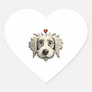 Adesivo Coração Uma Canina de Cartoon com um Coração Adorável