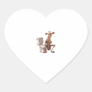 Adesivo Coração Uma Girafa Bonita De Pijama Sentada Em Um Banheiro