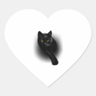 Adesivo Coração Unhas de Filtragem de Gato Preto