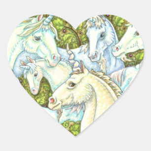 Adesivo Coração UNICORN HERD, HORSES, STALLION Fantasy