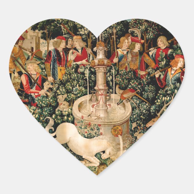 Adesivo Coração Unicorn Tapestries Encontrou Legenda Mítica (Frente)