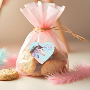 Adesivo Coração Unicórnio Tribal Wild One Watercolor