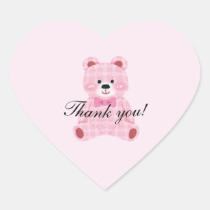 Adesivo Coração Ursinho Gingham Rosa