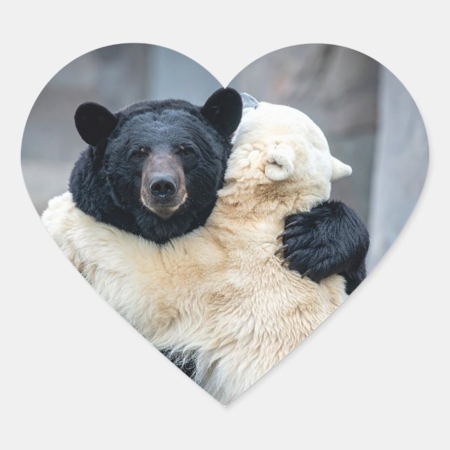 Adesivo Coração Urso polar e preto (Frente)