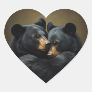 Adesivo Coração Urso Preto Humor Animal Urso Fofo Abraço