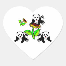 Adesivo Coração Ursos Panda Sunflower