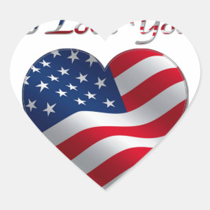 Adesivo Coração USA Flag Heart I Love You