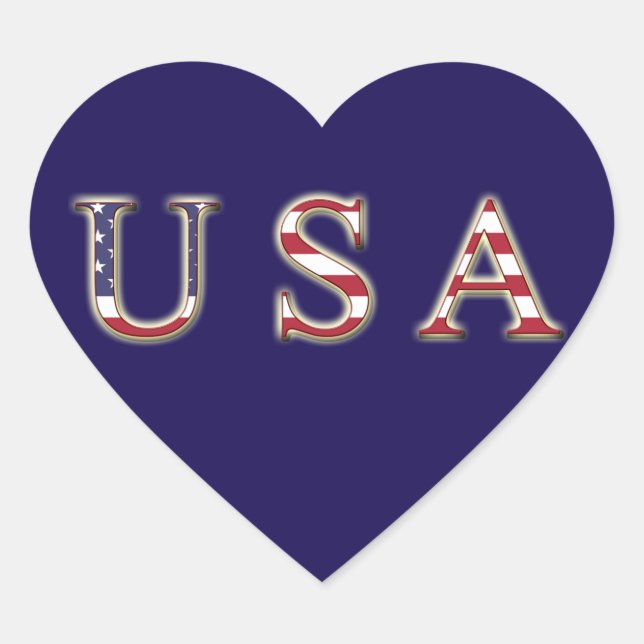Adesivo Coração USA Heart Stickers, Glossy (Frente)